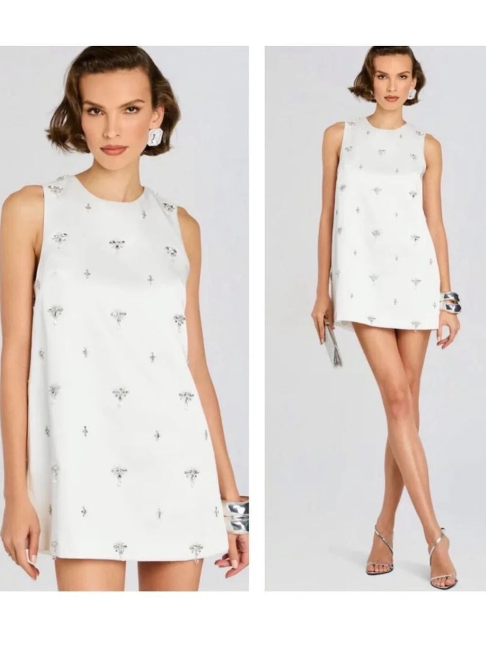 NWT RETROFETE tylee embellished dress in white size XS